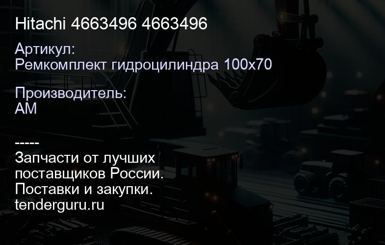Ремкомплект гидроцилиндра 100х70 Hitachi 4663496 4663496 | купить запчасти